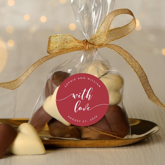 Ontspan script met liefdeseditable kleurenhuwelijk ronde sticker