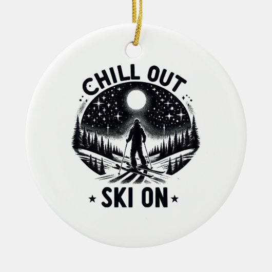 Ontspan skisport keramisch ornament (Voorkant)
