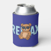Ontspan Teddybeer met zonnebril Cartoon Design Blikjeskoeler (Blikje Voorkant)