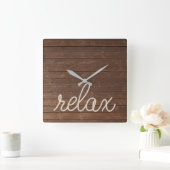 Ontspan tekst en nautische kabel op teak vierkante klok (Huis)