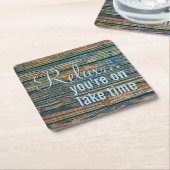 Ontspan u op het Quote Lake Time Kartonnen Onderzetters (Schuin)