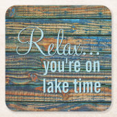 Ontspan u op het Quote Lake Time Kartonnen Onderzetters (Voorkant)