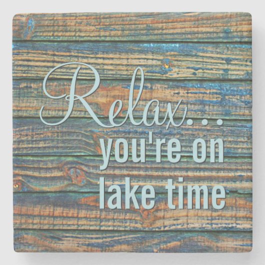 Ontspan u op het Quote Lake Time Stenen Onderzetter (Voorkant)