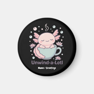 Ontspan-veel Cute Axolotl in Theekopje Kawaii Onts Magneet