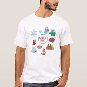 Ontspan Winter Gezellige Pictogrammen Illustratie T-shirt