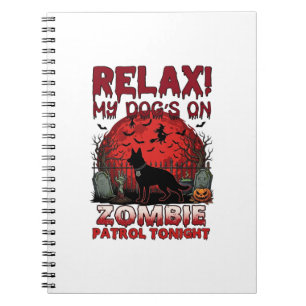 Ontspan Zombie Patrol Vannacht Hond Halloween Rode Notitieboek