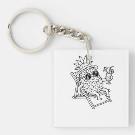 Ontspannen Ananas Zomerstemming Sleutelhanger
