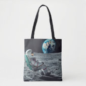 Ontspannen Astronaut Canvas tas - Moon Uitzicht (Voorkant)