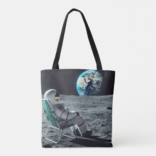 Ontspannen Astronaut Canvas tas - Moon Uitzicht (Achterkant)
