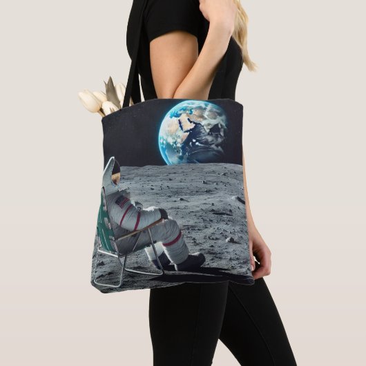 Ontspannen Astronaut Canvas tas - Moon Uitzicht (Dichtbij)