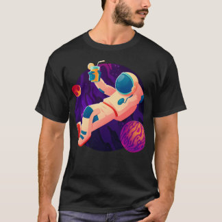 Ontspannen astronaut met cocktail (Space Synthwave T-shirt