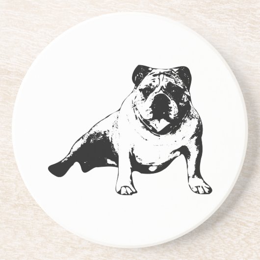 Ontspannen Bulldog Coaster Zandsteen Onderzetter (Voorkant)