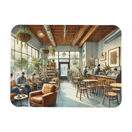 Ontspannen Café in Portland Oregon Magneet (Horizontaal)