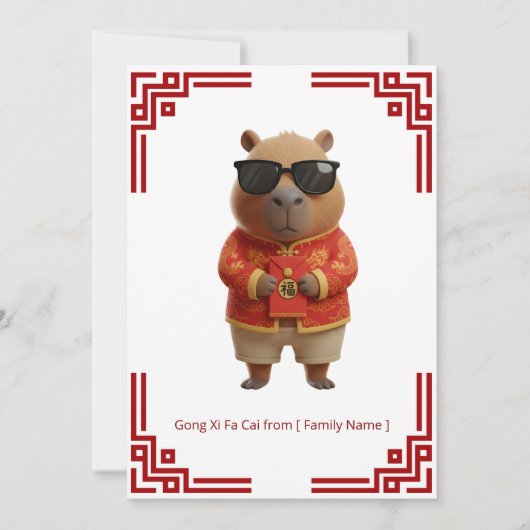 Ontspannen Capybara Gong Xi Fa Cai Kaart (Voorkant)