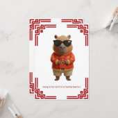 Ontspannen Capybara Gong Xi Fa Cai Kaart (Voorkant / Achterkant in situ)