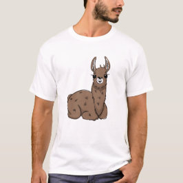 Ontspannen Cartoon Llama – Gezellig Dier T-shirt