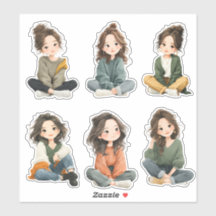 Ontspannen Chibi Meisje Stickers