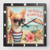 Ontspannen Chihuahua Beach Vibes Vierkante Klok (Voorkant)
