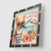 Ontspannen Chihuahua Beach Vibes Vierkante Klok (Hoek)