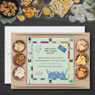 Ontspannen en Leuke Bordspel Avond Feest Uitnodigi Kaart