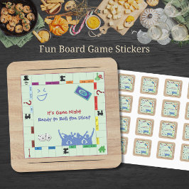 Ontspannen en Leuke Bordspel Avond Vierkante Stick Sticker