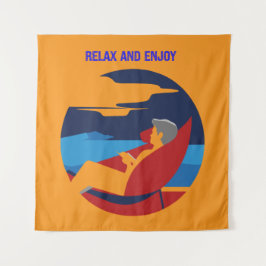 Ontspannen en luie houding grafisch ontwerp wandkleed