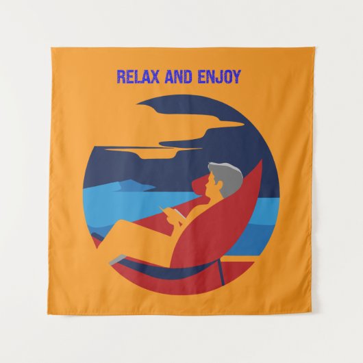 Ontspannen en luie houding grafisch ontwerp wandkleed (Voorkant)