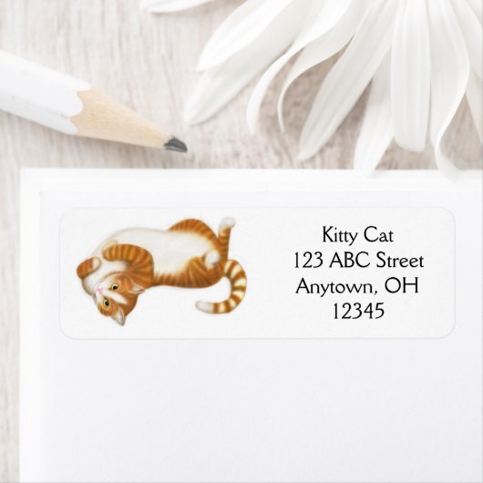 Ontspannen Ginger Tabby Cat Label (Insitu)