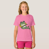 Ontspannen Green Frog Tea Lover Shirt - Uniek Ontw (Voorkant volledig)