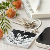 Ontspannen hemelstralende vibes Hemelse Bunny Sleutelhanger (Voorkant Rechts)