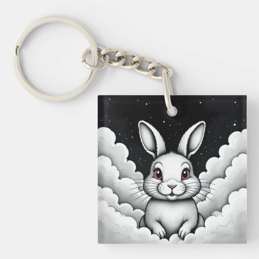 Ontspannen hemelstralende vibes Hemelse Bunny Sleutelhanger (voorkant)