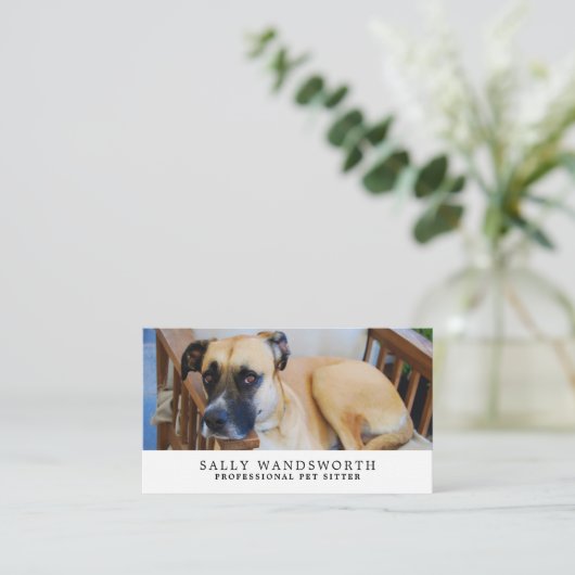 Ontspannen hond, huisdier service visitekaartje (Staand voorkant)