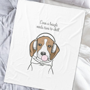 Ontspannen hond met kauwgom Funny Beagle Fleece Deken