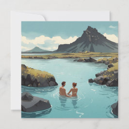 Ontspannen in de Blue Lagoon van IJsland Feestdagenkaart