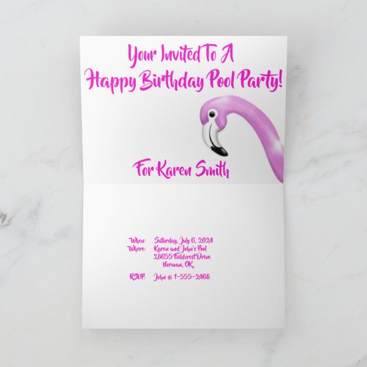 Ontspannen in het zwembad op een roze flamingo dri kaart (Binnen)