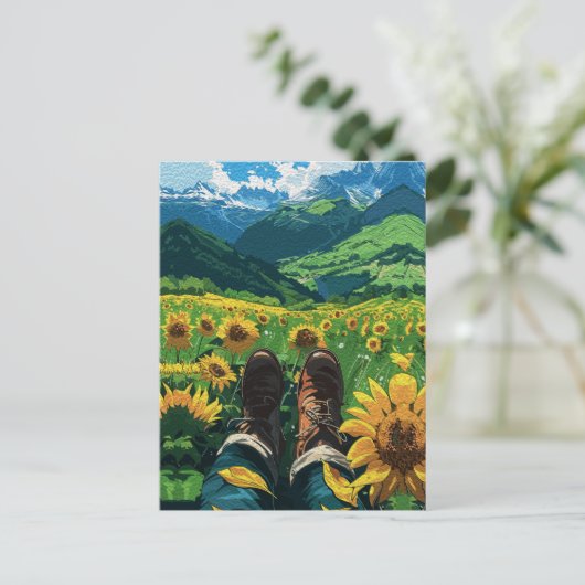 Ontspannen in Sunflower Paradise Briefkaart (Staand voorkant)