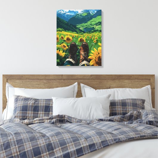 Ontspannen in Sunflower Paradise Canvas Afdruk (Insitu (Slaapkamer))