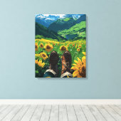 Ontspannen in Sunflower Paradise Canvas Afdruk (Insitu (Houten vloer))