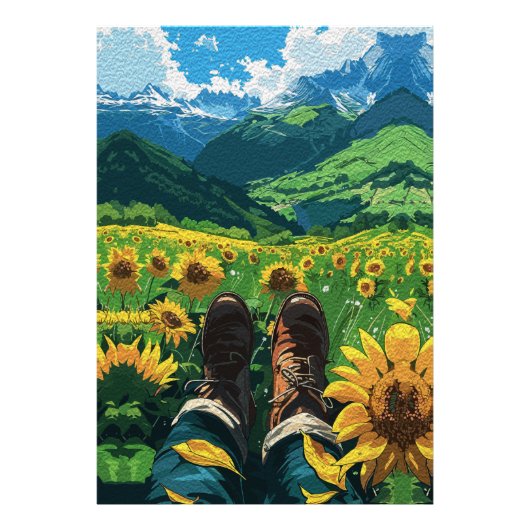 Ontspannen in Sunflower Paradise Foto Afdruk (Voorkant)