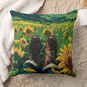 Ontspannen in Sunflower Paradise Kussen
