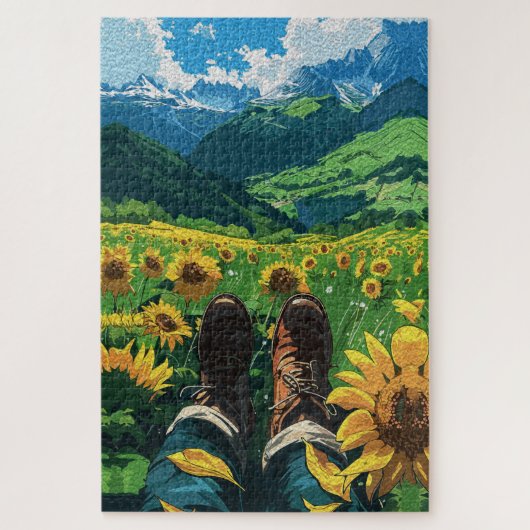 Ontspannen in Sunflower Paradise Legpuzzel (Verticaal)