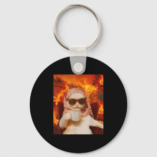Ontspannen Kat En Koffie Kerst Mop Kat Meme Y2k Gr Sleutelhanger