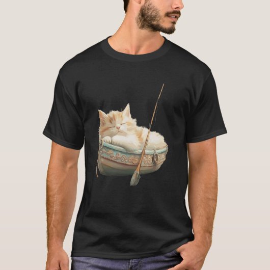 Ontspannen kat slaapt vredig in boot t-shirt (Voorkant)