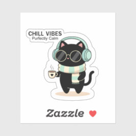Ontspannen kat sticker – Cute zwarte kat met hoofd