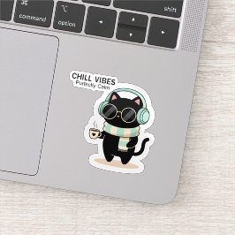 Ontspannen kat sticker – Cute zwarte kat met hoofd