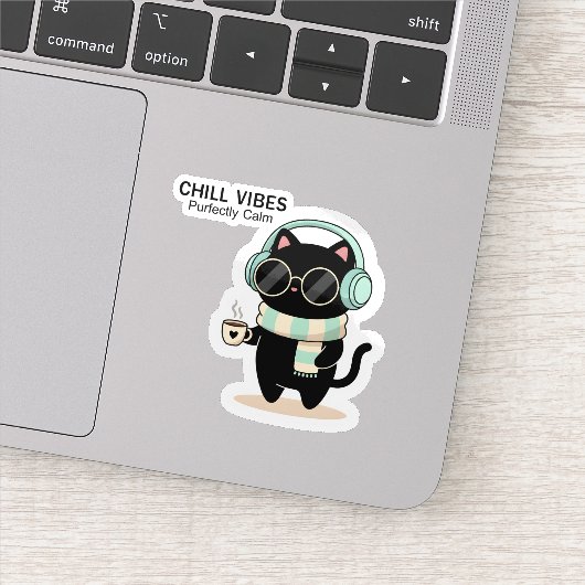 Ontspannen kat sticker – Cute zwarte kat met hoofd (Detail)