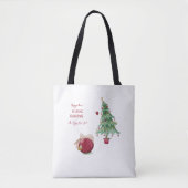 Ontspannen Kerstbunny Vakantie Scène Kerstboom Tote Bag (Voorkant)