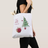 Ontspannen Kerstbunny Vakantie Scène Kerstboom Tote Bag (Dichtbij)