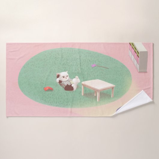 Ontspannen Kitten in de woonkamer Badhanddoek (Badhanddoek)