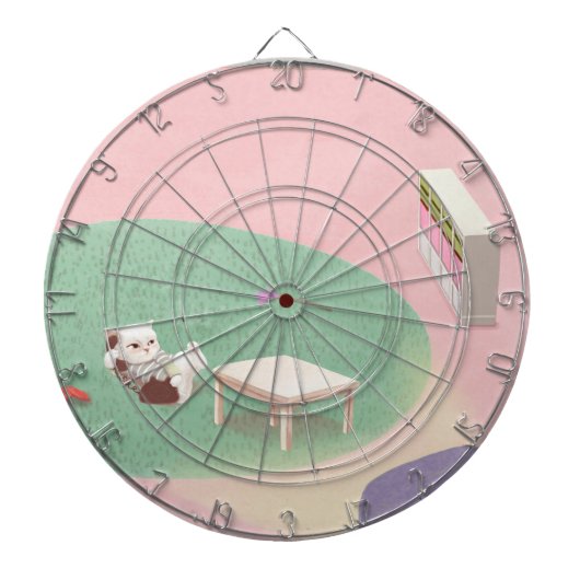 Ontspannen Kitten in de woonkamer Dartbord (Voorkant)